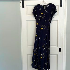 Urban Outfitters long floral dress dark floral open tie back size L full length
